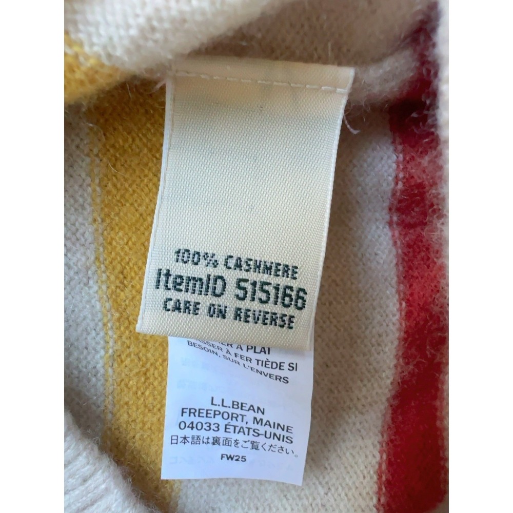 LL Bean Women's Classic Cashmere Sweater, Crewneck Stripe Size S - Picture 6 of 7